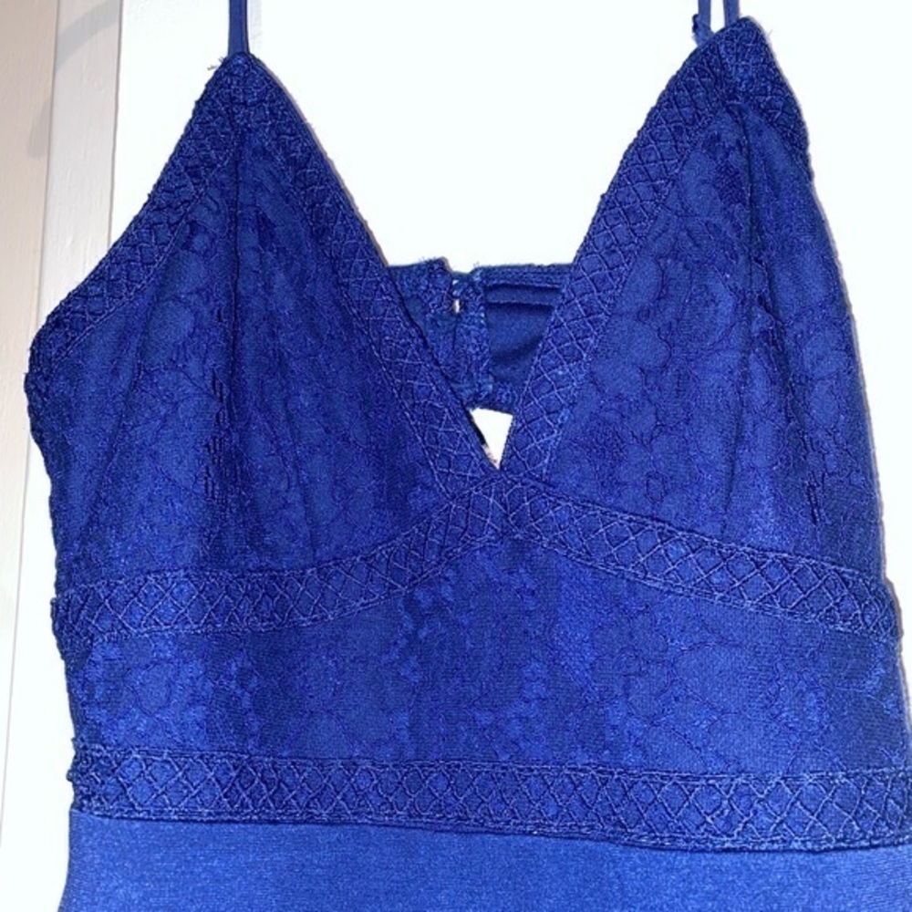 Lulu's Navy Blue Lace Midi Dress - Picture 2 of 6